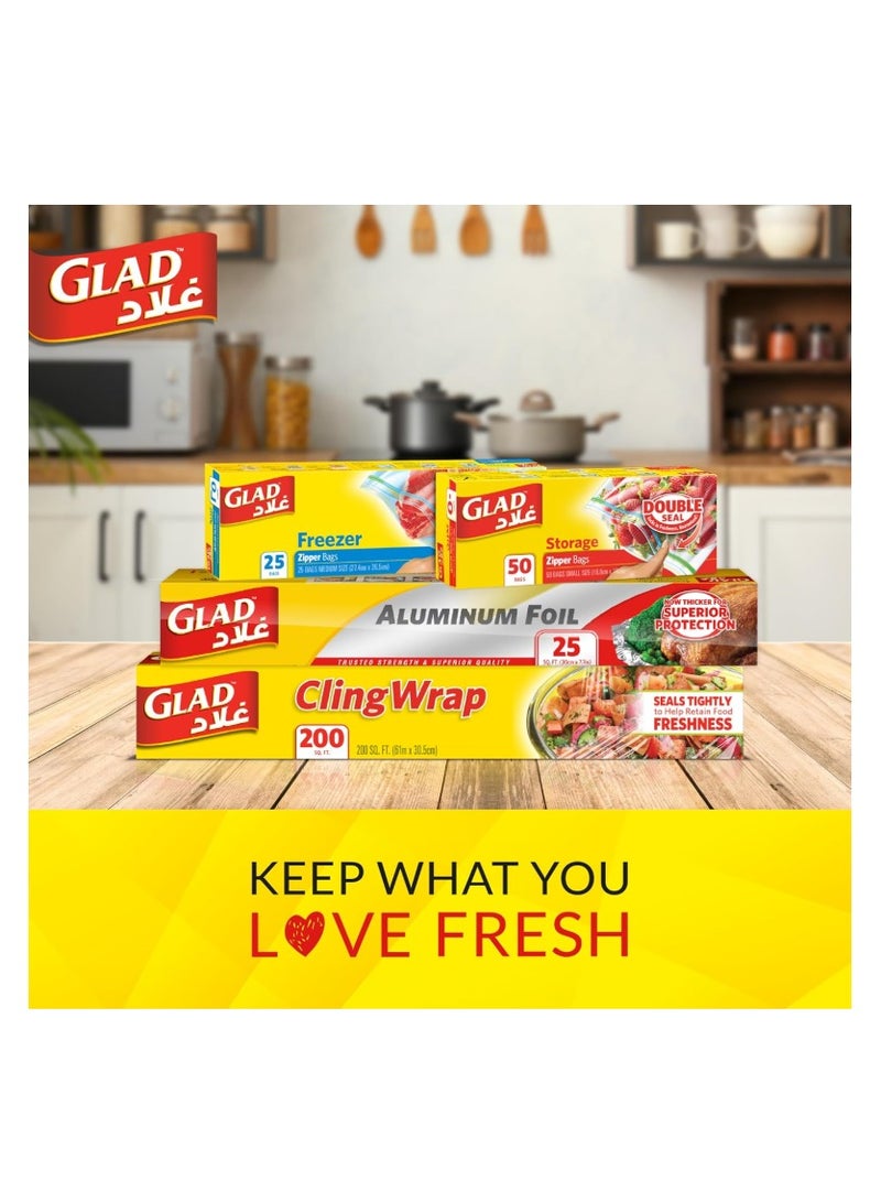 غلاد ورق ألومنيوم Glad مقاس 30 سم × 61.9 متر 200 قدم مربع قطعة واحدة - Image 3