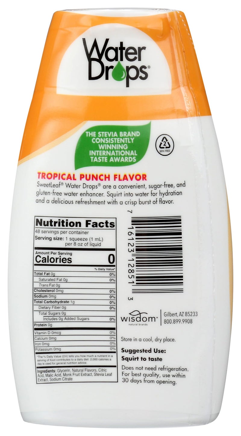 SweetLeaf Water Flavoring Drops - Stevia Water Enhancer, Sugar Free, Zero Calorie Water Additive, Contains Monk Fruit Extract, Gluten Free, Keto Friendly - Tropical Punch, 1.62 Fl Oz (Pack of 1) - Image 2