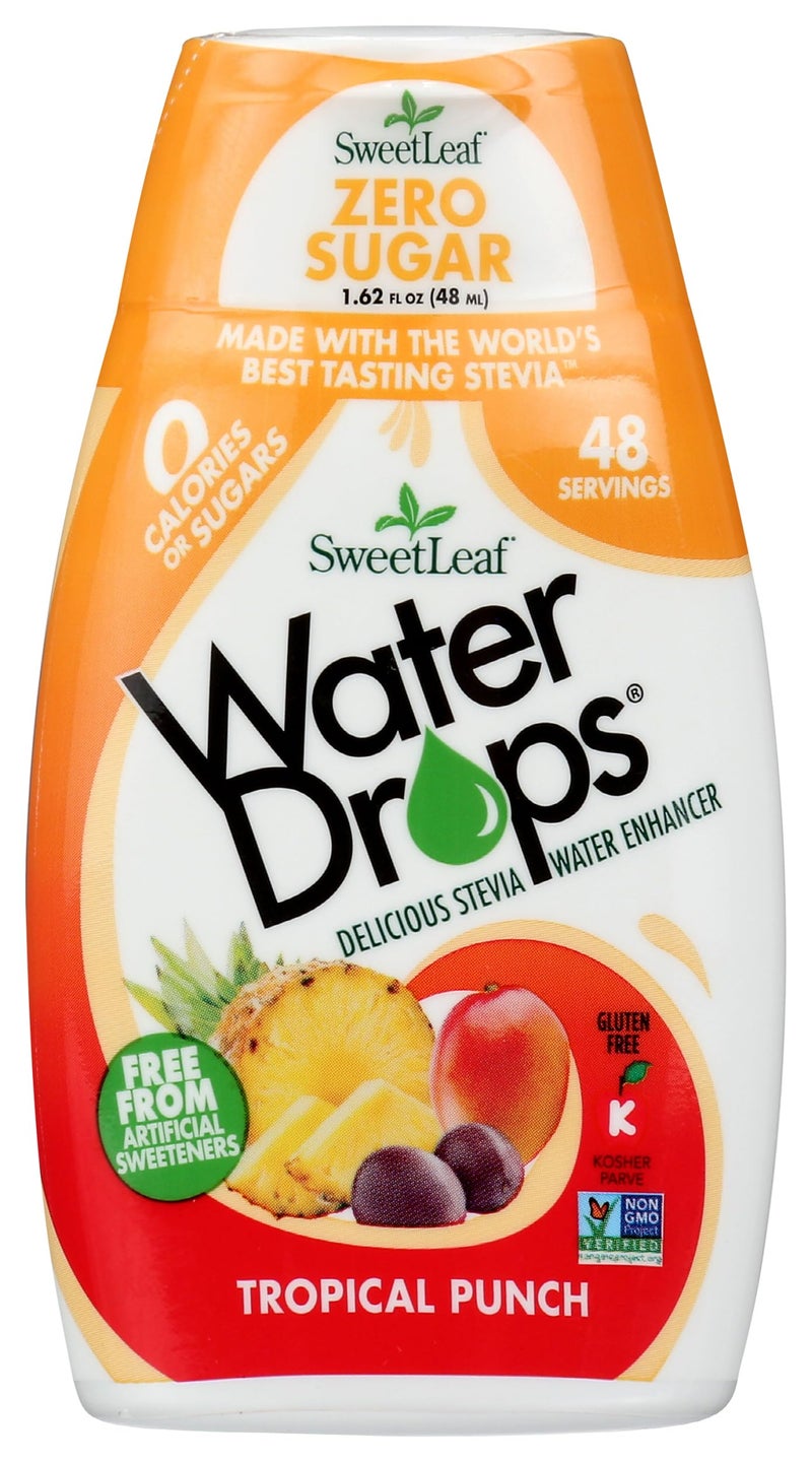 SweetLeaf Water Flavoring Drops - Stevia Water Enhancer, Sugar Free, Zero Calorie Water Additive, Contains Monk Fruit Extract, Gluten Free, Keto Friendly - Tropical Punch, 1.62 Fl Oz (Pack of 1) - Image 1