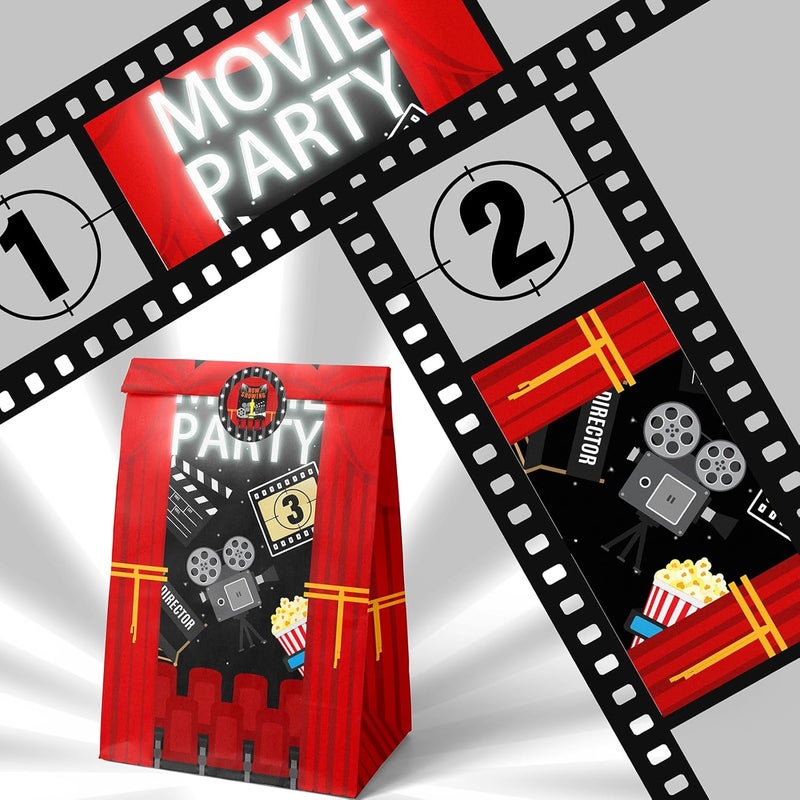 HaPiBiDesign Movie Night Party Favor Bags - 24 Pcs Candy Bags with Stickers - Themed Birthday Party Supplies - Image 4