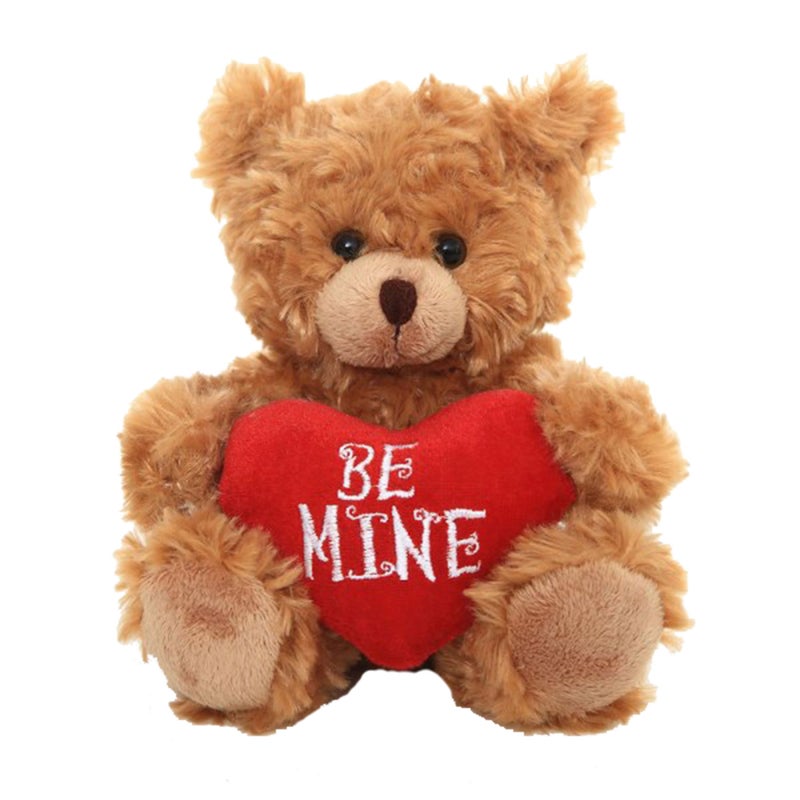 Plushland Stuffed Mocha Heart Bear Be Mine Plush Bear Toy for Kids Adults Embroidered Heart Pillow Brown6 inches - Image 3