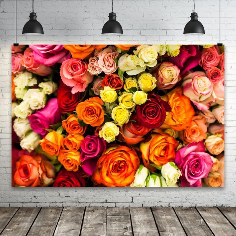 S2S قماش خلفية بتصميم متعدد من زهور الورد الأنيقة | قماش ديكور خلفية لحفلات المنزل | لجميع المهرجانات/الفعاليات المنزلية/المناسبات - (5 × 8 قدم) (زهور الورد) - Image 3