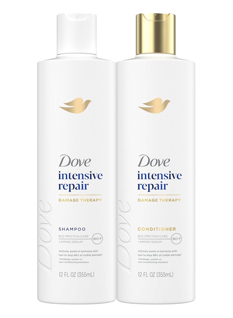 دوف شامبو وبلسم دوف المقوي للشعر التالف، شامبو وبلسم عميق لإصلاح الشعر الجاف، من فرومولا مع الكيراتين النشط، 12 أونصة، عبوة واحدة (عبوة من قطعتين) - Image 1