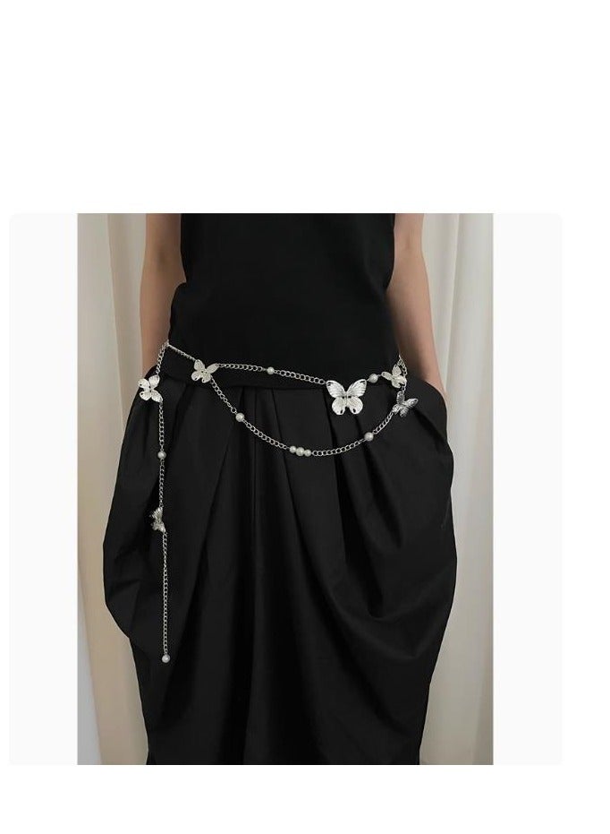 Pearl Butterfly Waist Chain Multi layer Design Belt Versatile Dress Accessories  - Image 1