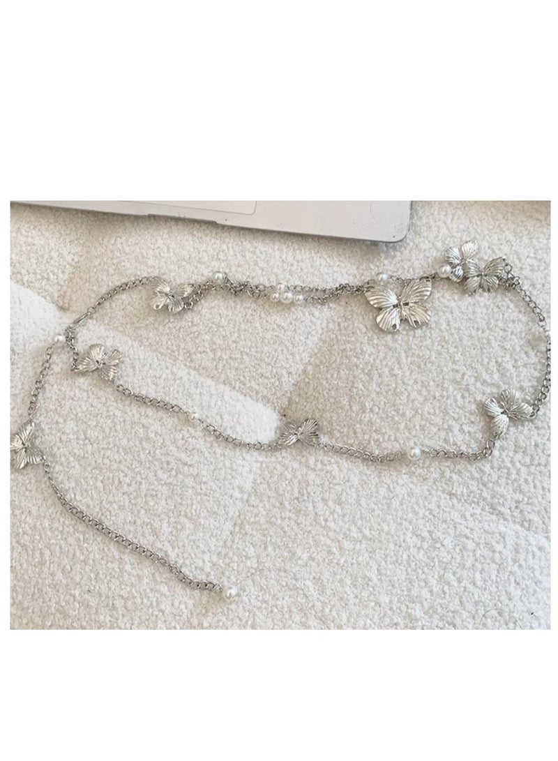 Pearl Butterfly Waist Chain Multi layer Design Belt Versatile Dress Accessories  - Image 3