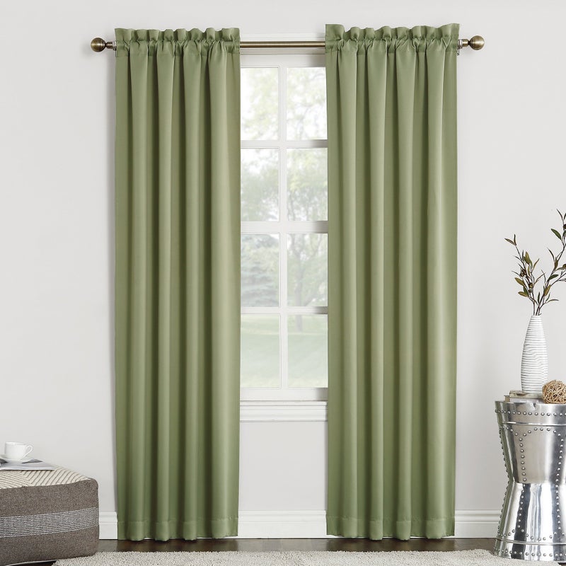 Sun Zero Easton Energy Saving Blackout Rod Pocket Curtain Panel 40 x 95 Sage Green
