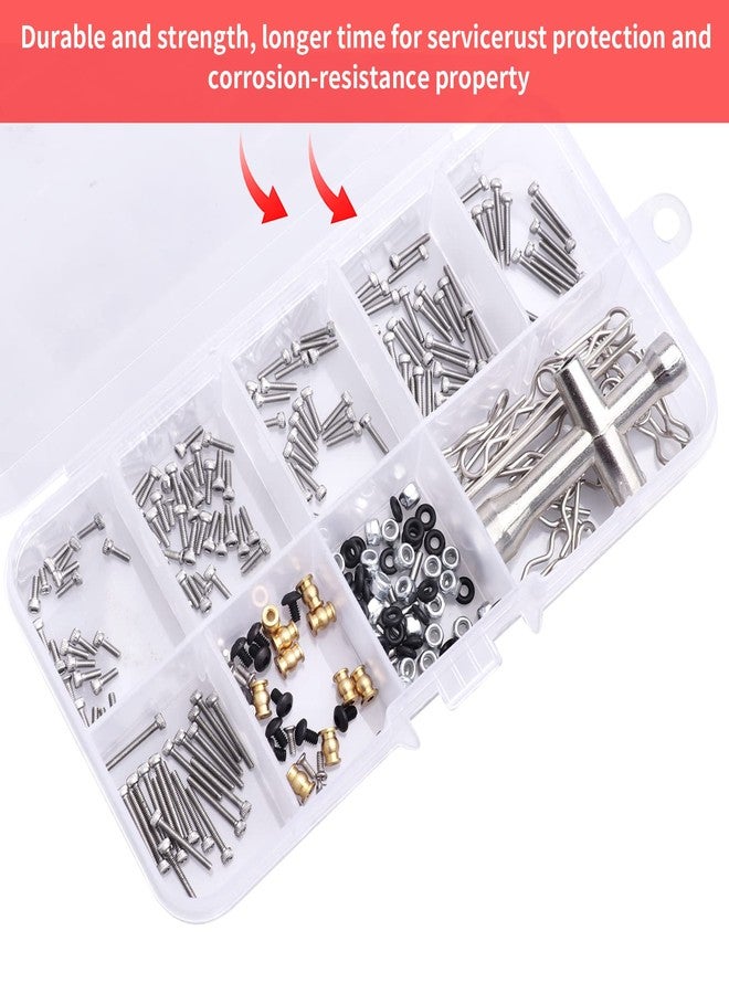 Hobbyfire RC Screw Kit RC Repair Tool Kit M1.4 Hex Screws Pivot Ball Wheel Locknuts Pins Shell Body Clips O-Rings Cross Wrench for Axial SCX24 1/24 RC Crawler Accessories, 273pcs - Image 5