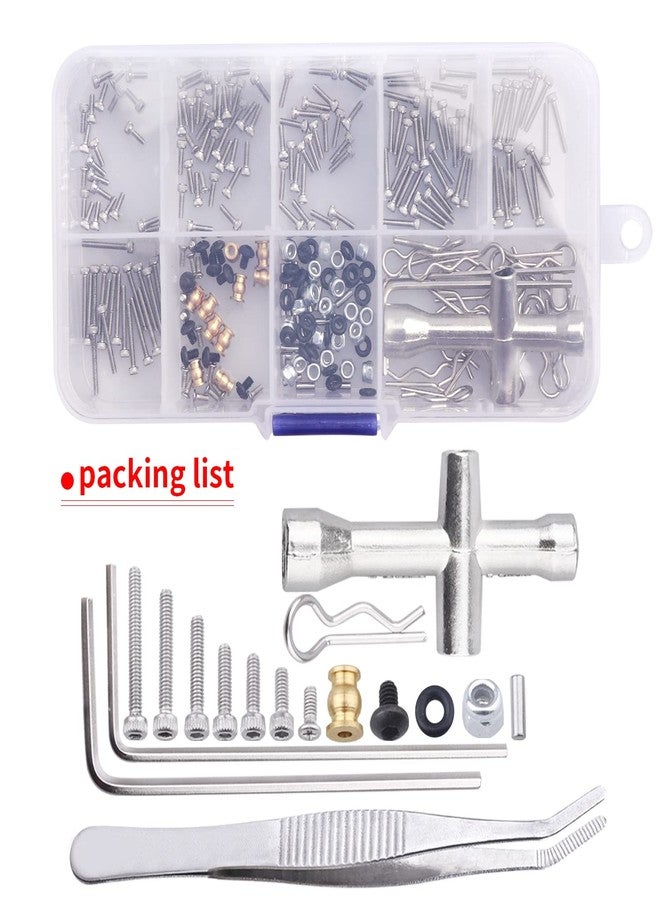 Hobbyfire RC Screw Kit RC Repair Tool Kit M1.4 Hex Screws Pivot Ball Wheel Locknuts Pins Shell Body Clips O-Rings Cross Wrench for Axial SCX24 1/24 RC Crawler Accessories, 273pcs - Image 4