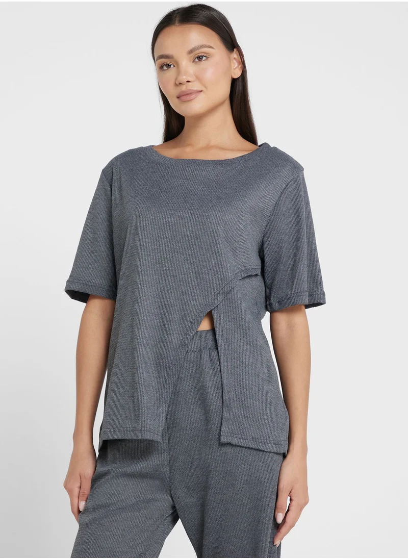Ginger Assymetric T-shirt & Pyjama Set