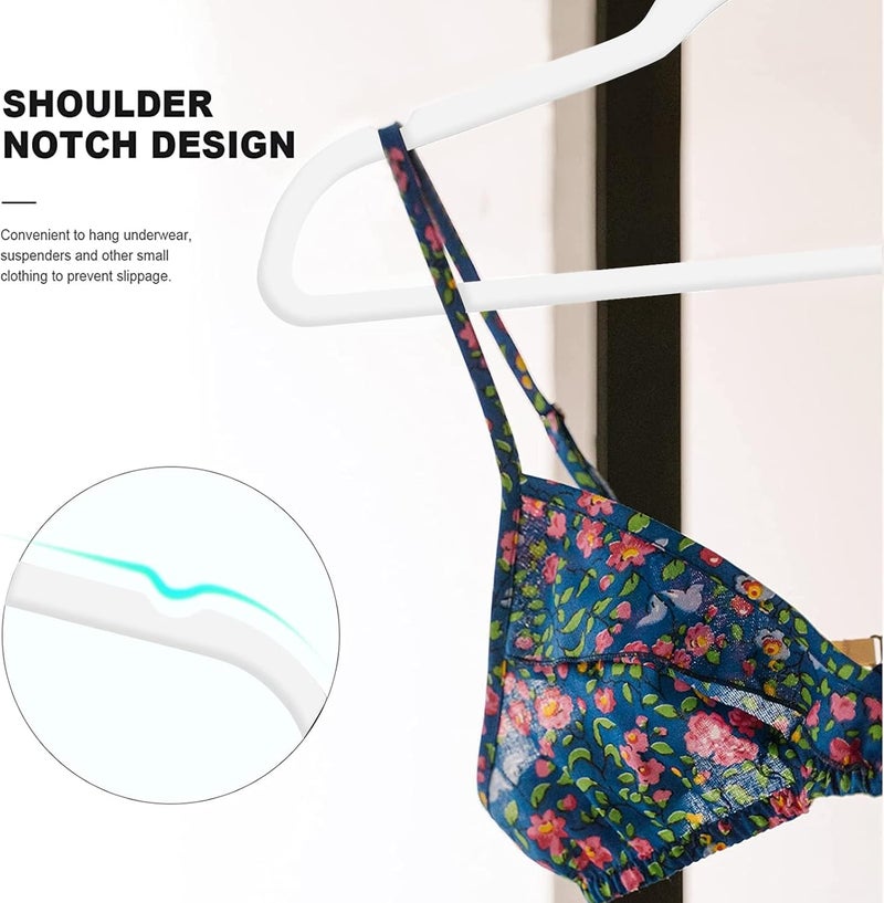 HOUSE DAY 50-Pack Velvet Non-Slip Clothes Hangers - Space Saving Design (White) - Image 5