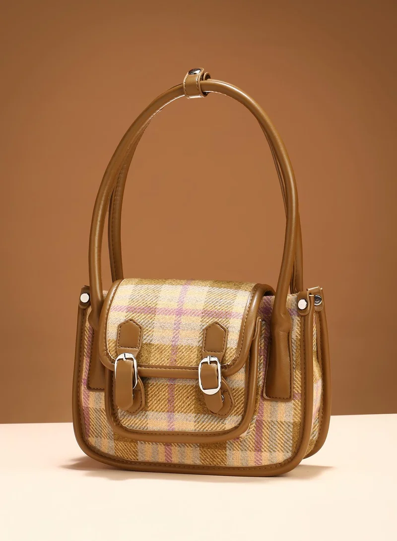 Haute Sauce Plaid Flap Top Handle Satchel