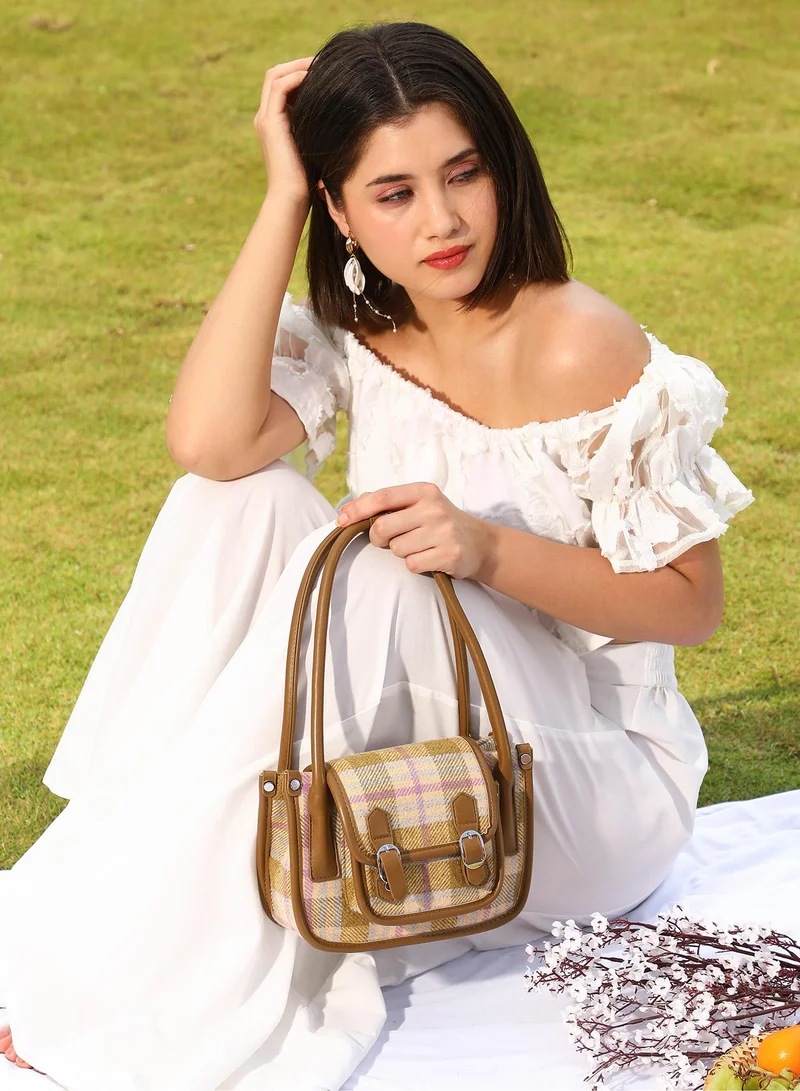 Haute Sauce Plaid Flap Top Handle Satchel