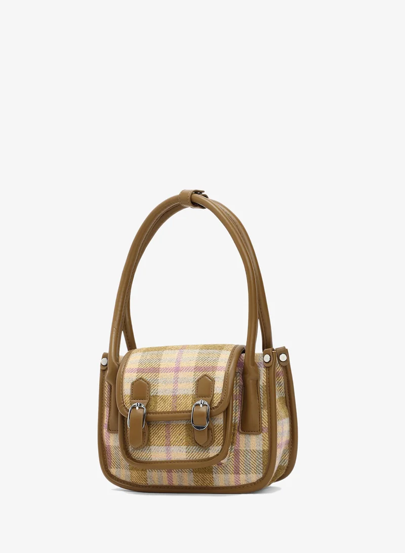 Haute Sauce  Plaid Flap Top Handle Satchel for Women | Best Price UAE