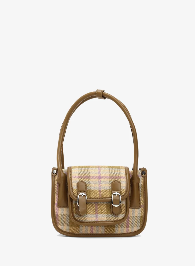 Haute Sauce  Plaid Flap Top Handle Satchel for Women | Best Price UAE