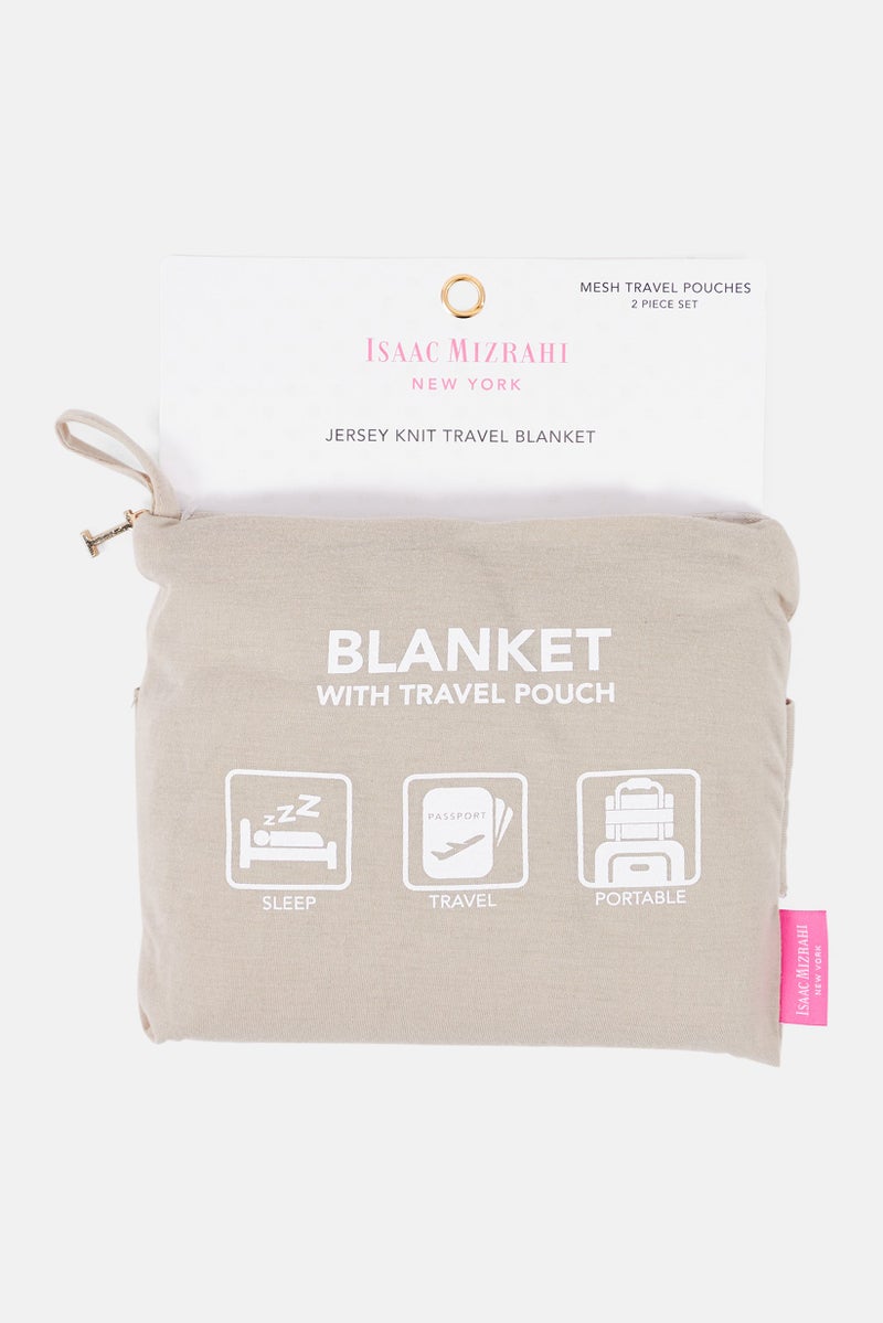 Isaac Mizrahi Jersey Knit Travel Blanket, Grey  - Image 1