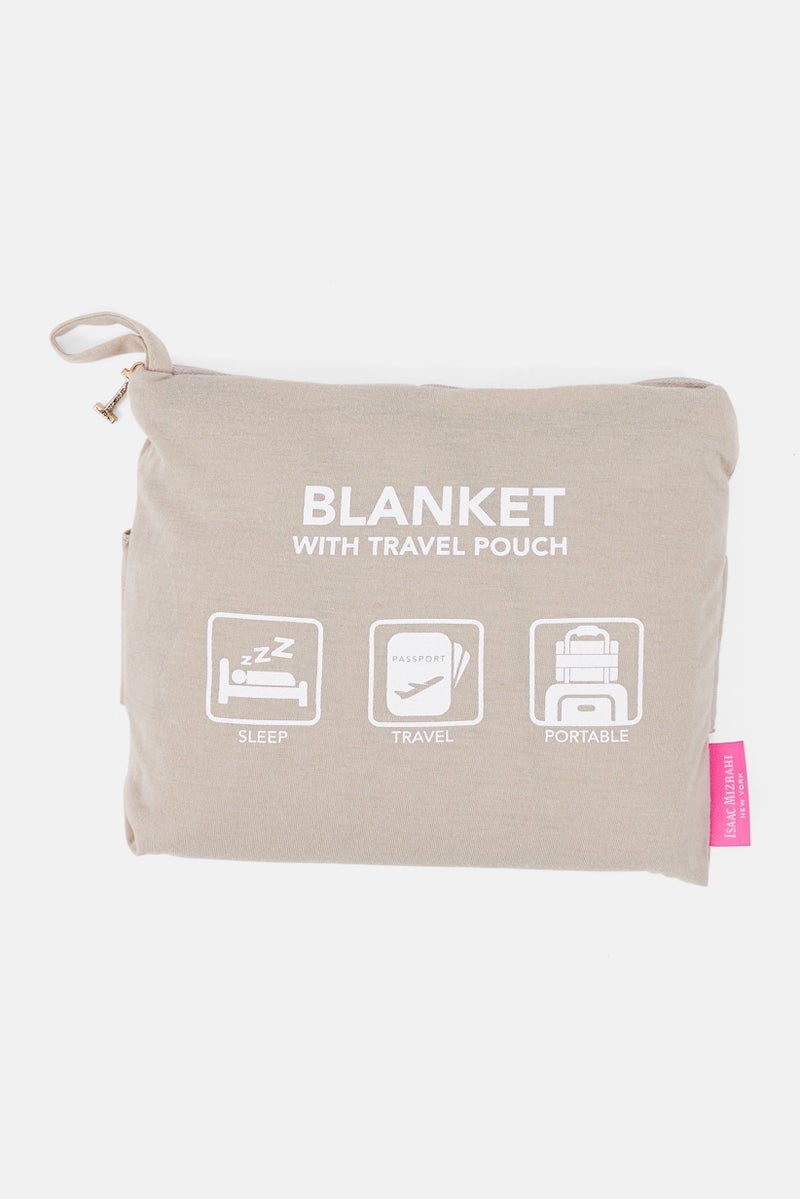 Isaac Mizrahi Jersey Knit Travel Blanket, Grey  - Image 4