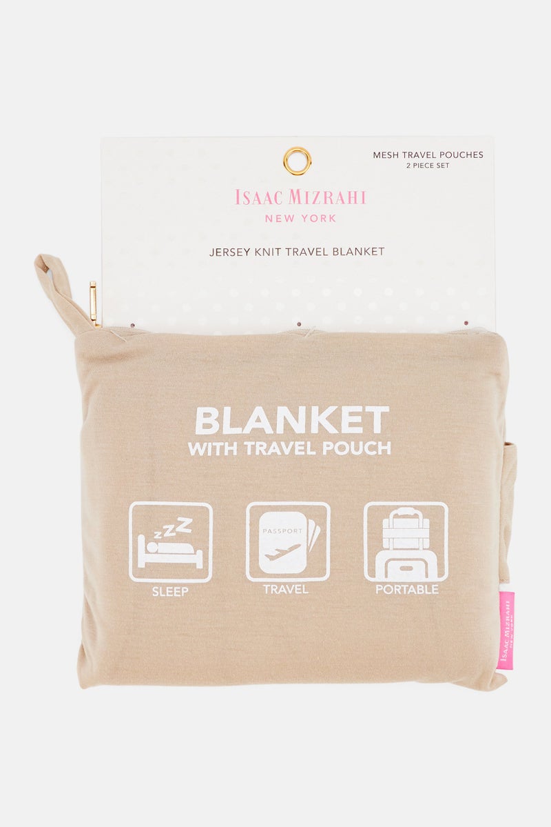 Isaac Mizrahi Jersey Knit Travel Blanket, Grey  - Image 2