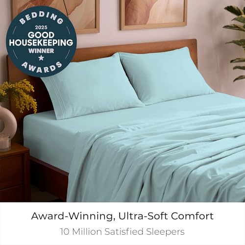 Mellanni Queen Sheets Set - 4 PC Iconic Collection Bedding - Hotel Luxury, Extra Soft, Cooling Bed Sheets - Wrinkle, Fade, Stain Resistant (Queen, Aqua) - Image 2