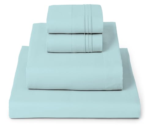 Mellanni Queen Sheets Set - 4 PC Iconic Collection Bedding - Hotel Luxury, Extra Soft, Cooling Bed Sheets - Wrinkle, Fade, Stain Resistant (Queen, Aqua) - Image 1