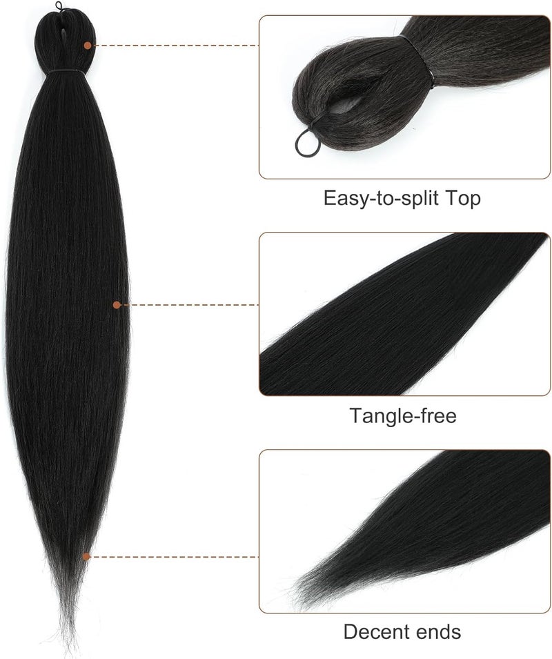 Difunee Pre-stretched Braiding Hair - 16 Inch 8 Packs Natural Black Short Braiding Hair For Twist or Box Braids, Yaki Texture Hot Water Setting Synthetic Braiding Hair Extensions (16 Inch, 1B-8P) - Image 2