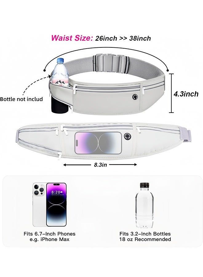 Slim Running Belt for Women Men, Runners Fanny Pack Phone Holder, Money Belt, Running Gear Accessories, with 3 Pockets - Image 2