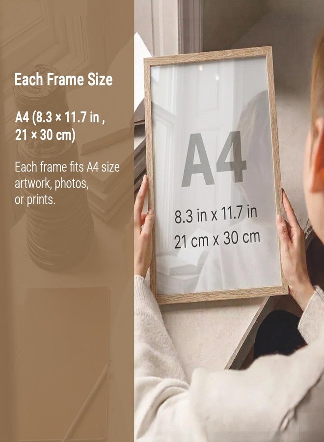 kotart Aesthetic Photo Frame for Wall Decoration | Wooden Frames for Bedroom Living Room | Certificate Frame | Photo Frame for Certificate A4 Size Set of 3 - Image 2