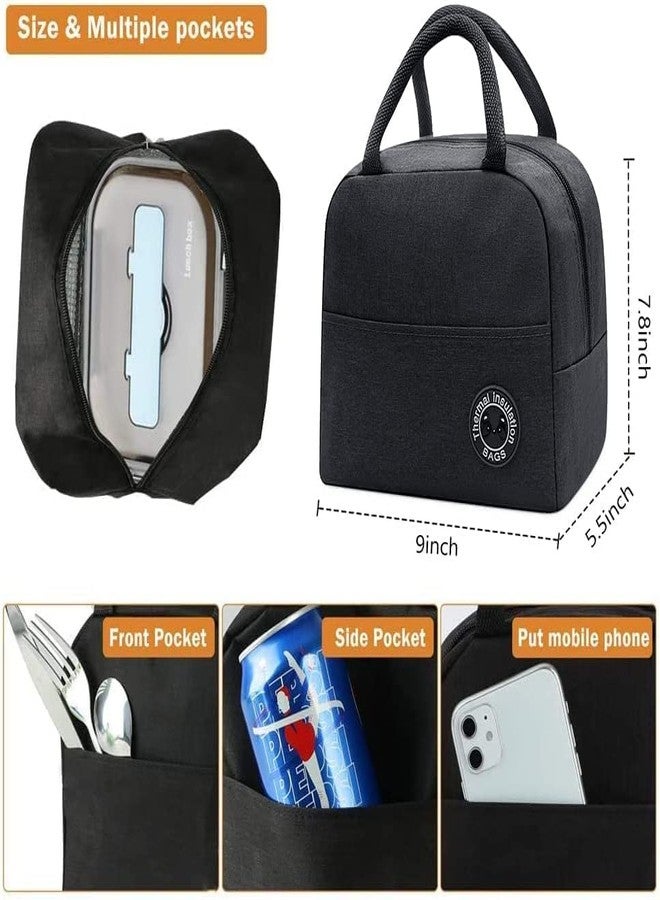 AIMERS Insulated Lunch Bag for Office School Picnic Outdoor Lunch Bag for Women Student Kids Storage Bag Portable and Reusable Regular Size (Black) - Image 3