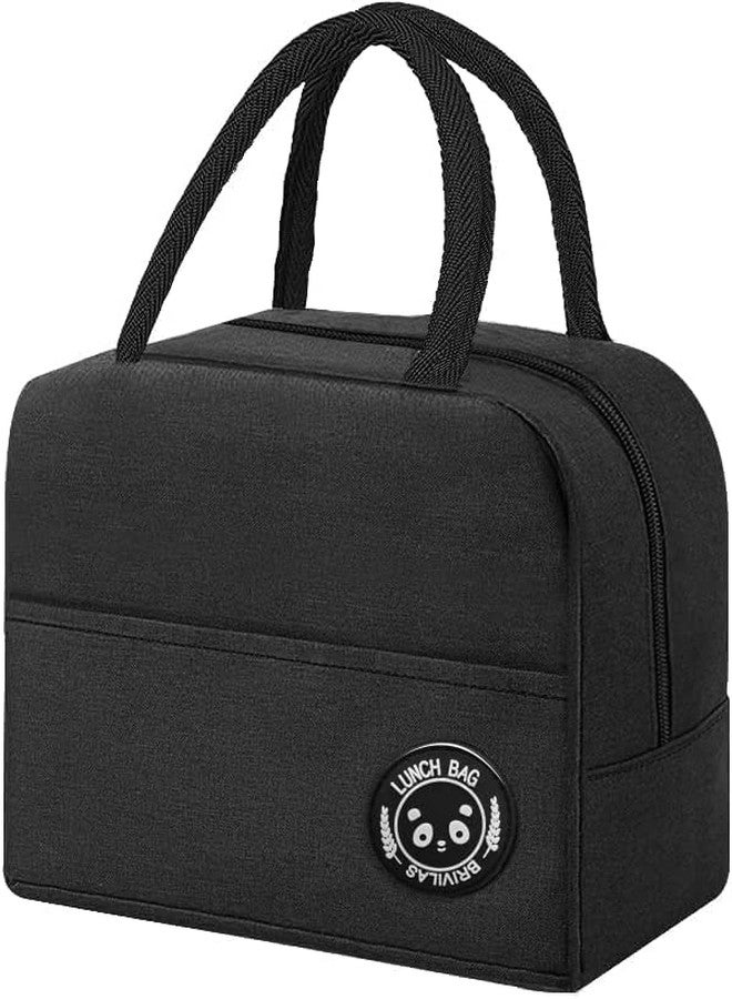 AIMERS Insulated Lunch Bag for Office School Picnic Outdoor Lunch Bag for Women Student Kids Storage Bag Portable and Reusable Regular Size (Black) - Image 1