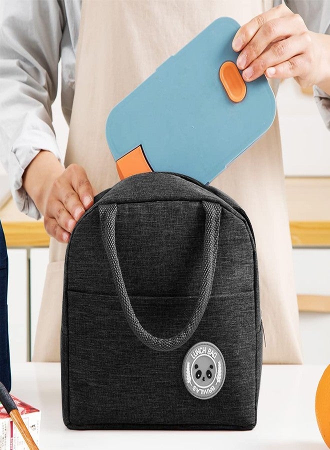 AIMERS Insulated Lunch Bag for Office School Picnic Outdoor Lunch Bag for Women Student Kids Storage Bag Portable and Reusable Regular Size (Black) - Image 2