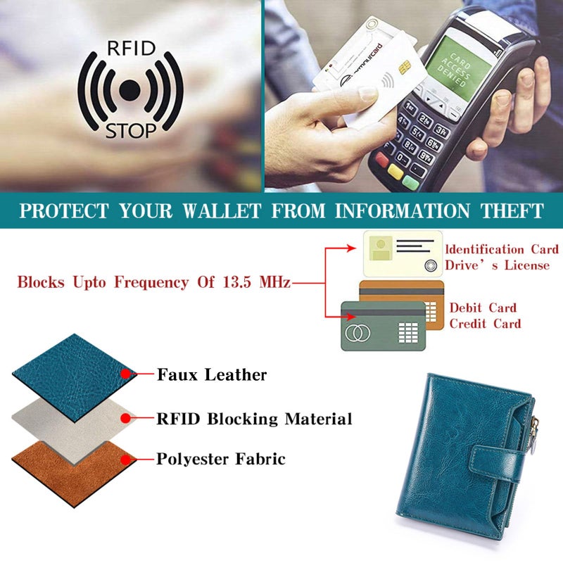 FALAN MULE Small Wallet for Women Leather Bifold Compact RFID Blocking Small Womens Wallet Purse - Image 5