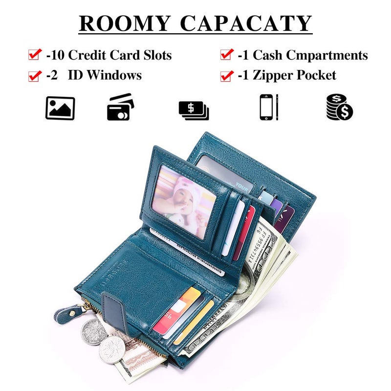 FALAN MULE Small Wallet for Women Leather Bifold Compact RFID Blocking Small Womens Wallet Purse - Image 3