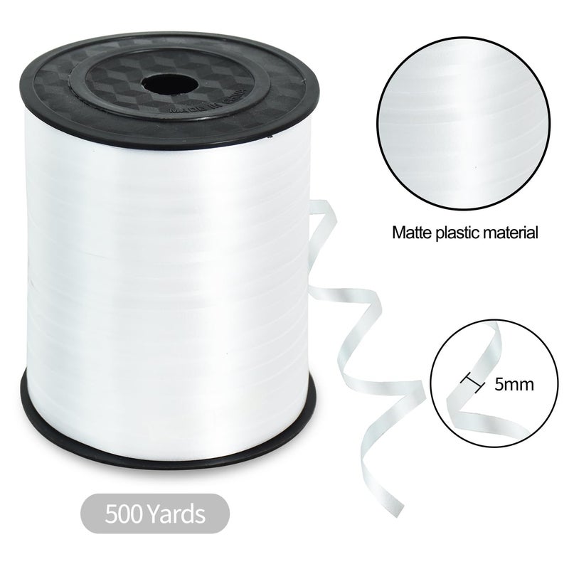 TONIFUL 500 Yards Curling Ribbon-Balloon Ribbon-Balloon String for Art&Craft Decor,Gift Wrapping,Ribbons and Bows for Christmas New Year Birthday Gifts Graduation Supplies (White) - Image 2