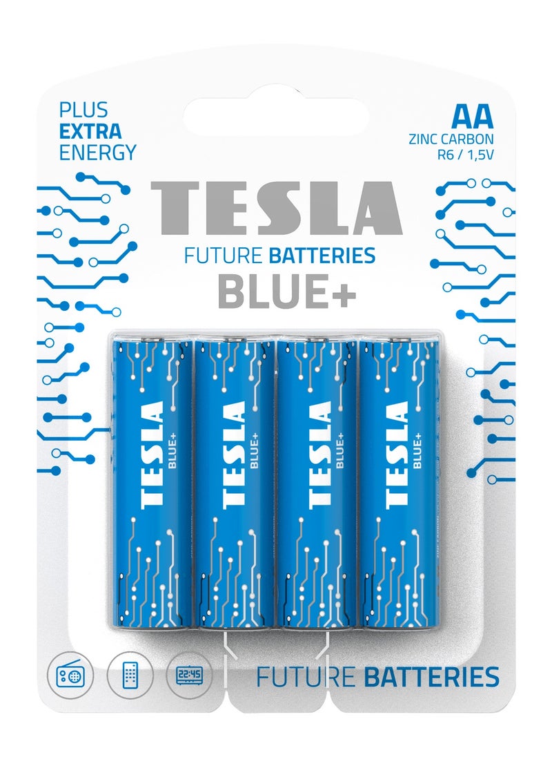Tesla - TESLA BATTERIES EXTRA ENERGY AA BLUE+ ZINC CARBON 4pcs - Image 1