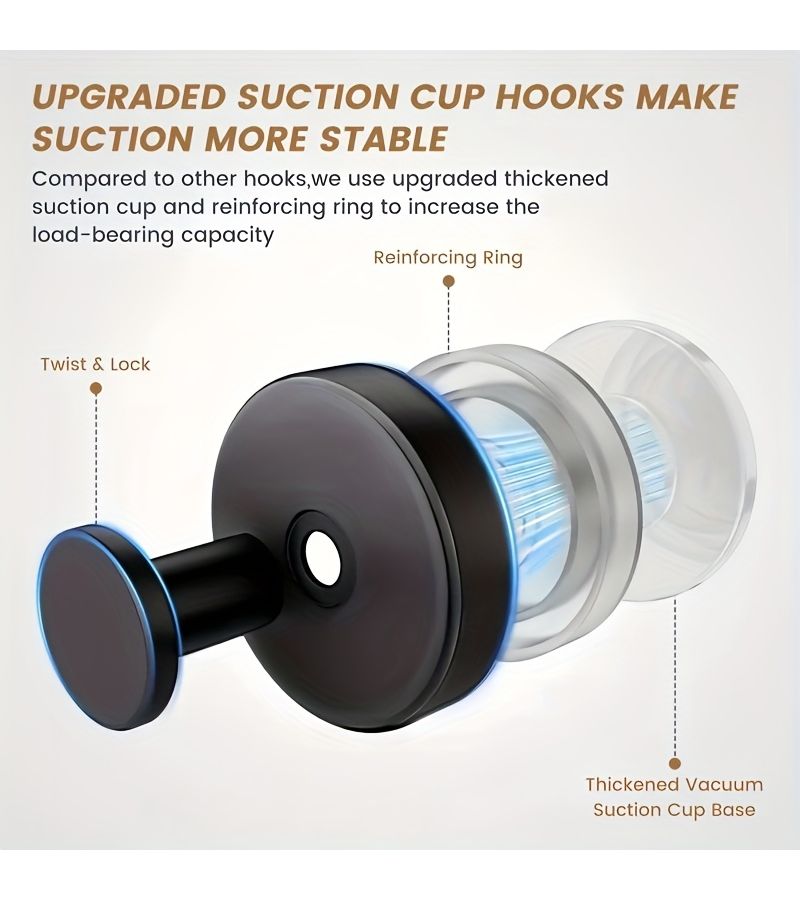 2Pcs Heavy Duty Suction Cup Hooks No Drill Wall Mount Towel Organizer - Image 3