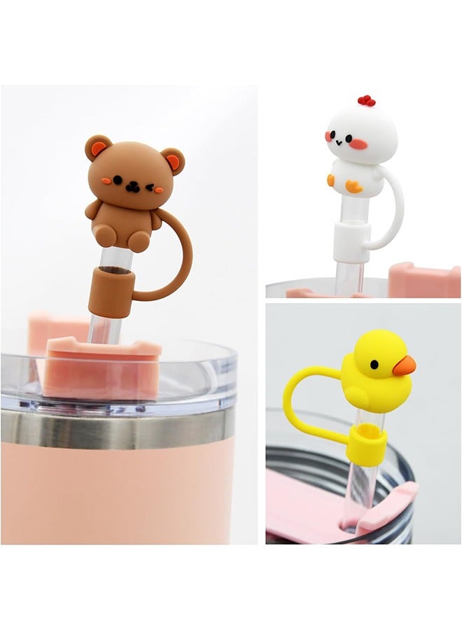 5 pcs Straw Cover, Cap for Cup, Silicone Straw Cover, Silicone Straw Tips 8-10mm, Cartoon animal Silicone Reusable Drinking Straw Lids - Image 2
