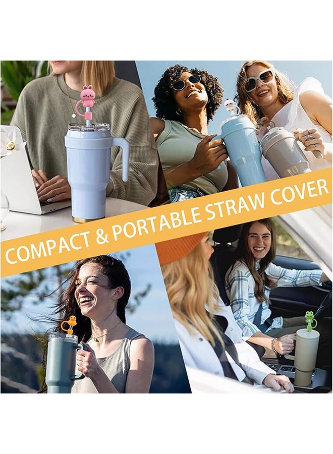 5 pcs Straw Cover, Cap for Cup, Silicone Straw Cover, Silicone Straw Tips 8-10mm, Cartoon animal Silicone Reusable Drinking Straw Lids - Image 4