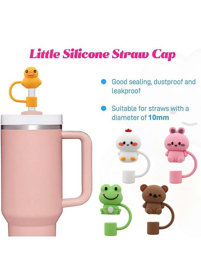 5 pcs Straw Cover, Cap for Cup, Silicone Straw Cover, Silicone Straw Tips 8-10mm, Cartoon animal Silicone Reusable Drinking Straw Lids - Image 5