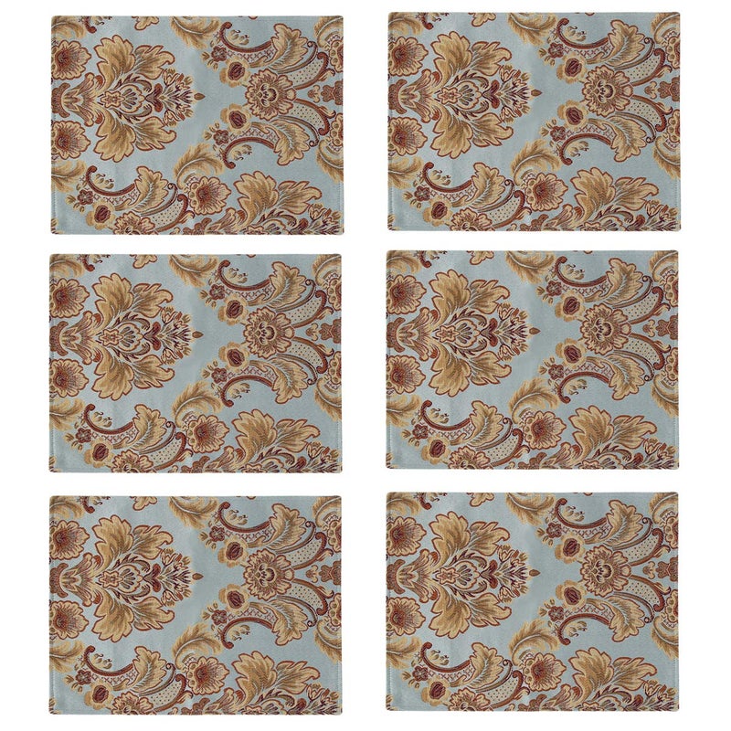 kilofly kilofly 6pc Elegant Floral Brocade Jacquard Table Placemats 118 x 157 in 