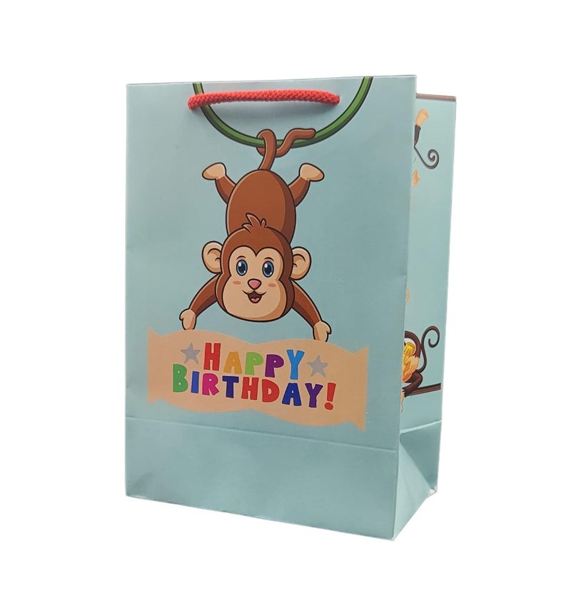 TASCHE TASCHE Monkey Theme Birthday Bag Gift Bags For Gifting Weddings Birthday Holiday Presents Size 10 X 7 X 4 Inch Pack Of 10 Multicolor 
