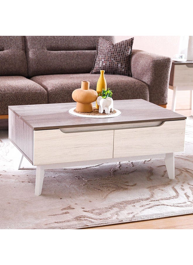 DANUBE HOME Hazel Coffee Table Multifunctional Living Room Table Space Saving Center Table Modern Design Furniture For Home 100x60x43 cm White  - Image 1