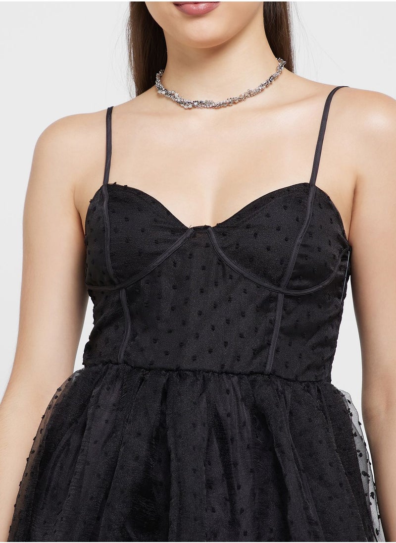 TFNC - Sweetheart Neck Ruffle Mesh Dress - Image 1