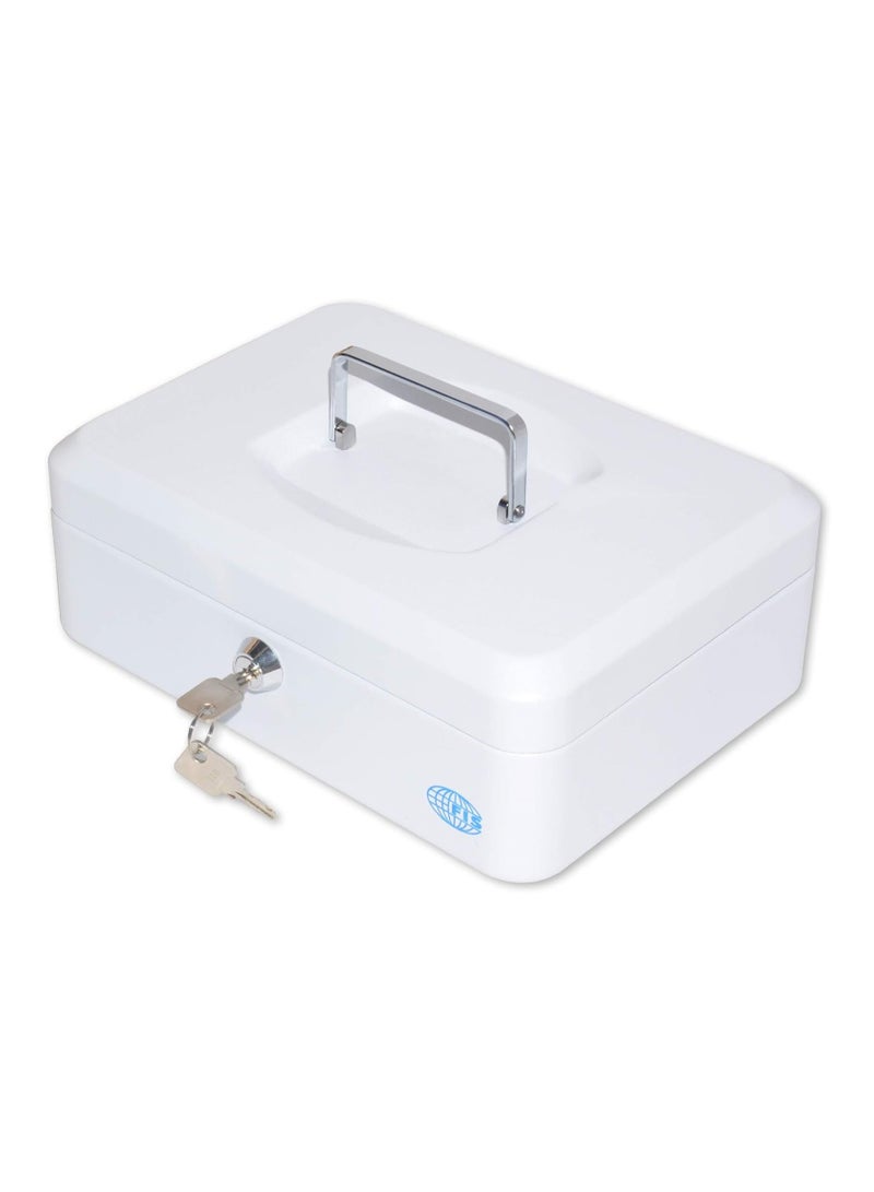 FIS Cash Box with Key 10 Inch, Matt Finish White Color - FSCPTS0025WT - Image 1