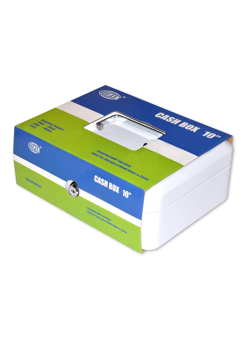 FIS Cash Box with Key 10 Inch, Matt Finish White Color - FSCPTS0025WT - Image 3
