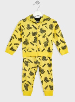 Boys  Basic Solid Zipper Hoodie And Jogger Set