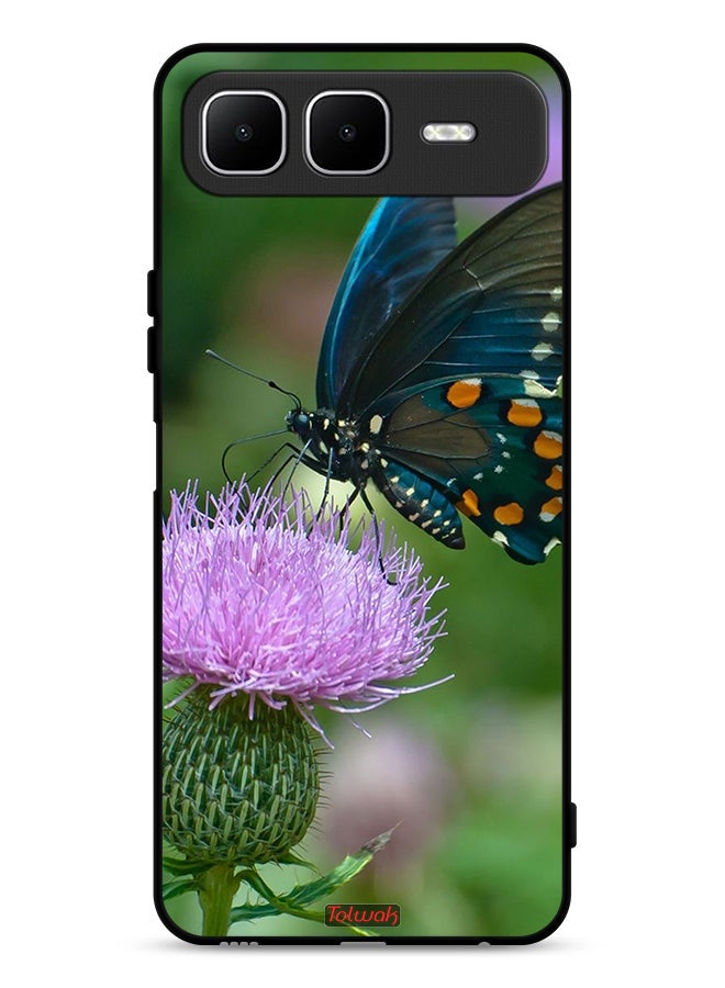 Tolwak Infinix Smart 10 Plus Protective Case Cover Butterfly Sitting On Flower