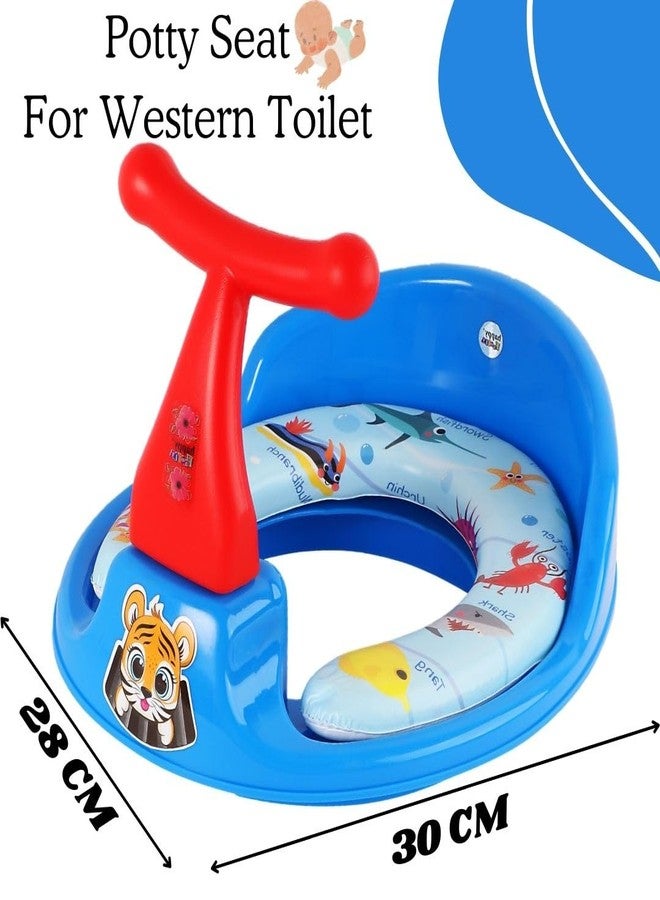 Zerya 1234 Soft Kids Toilet Trainer Baby Potty Seat With Handle And Back Support Toilet Seat For Girls & Boys (Blue) - Image 5