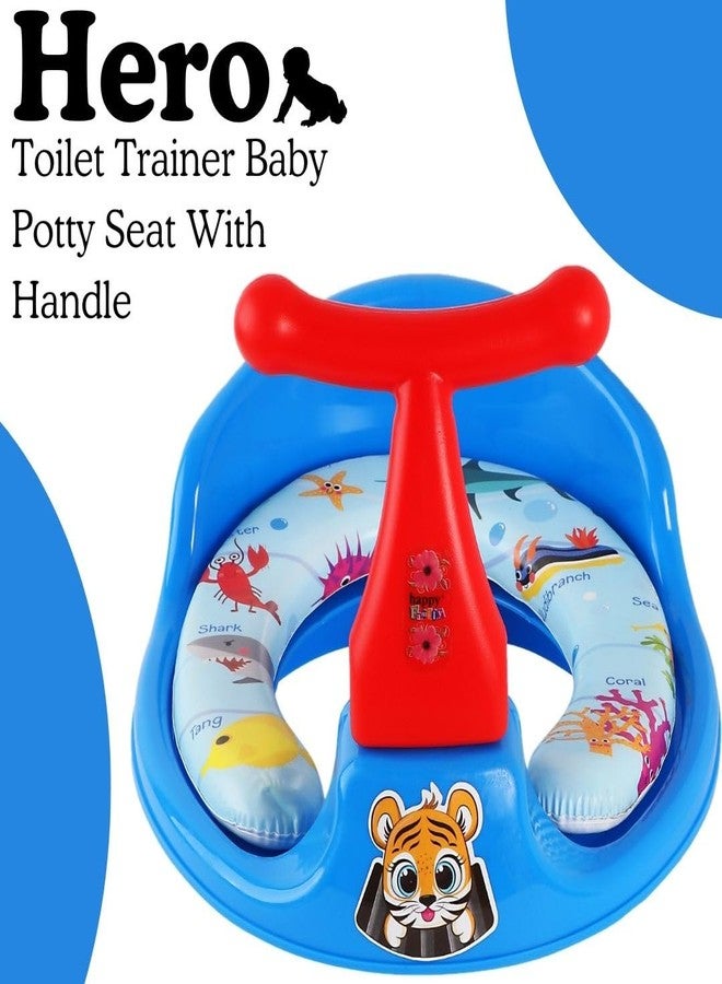 Zerya 1234 Soft Kids Toilet Trainer Baby Potty Seat With Handle And Back Support Toilet Seat For Girls & Boys (Blue) - Image 2