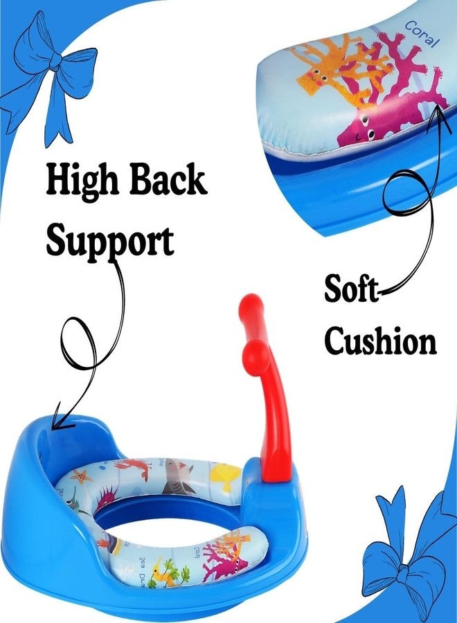 Zerya 1234 Soft Kids Toilet Trainer Baby Potty Seat With Handle And Back Support Toilet Seat For Girls & Boys (Blue) - Image 4