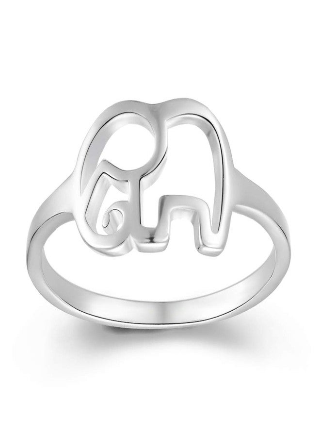 ELBLUVF 925 Sterling Silver Elephant Animal Ring Jewelry Bridesmaid Gift Favor (5) - Image 1
