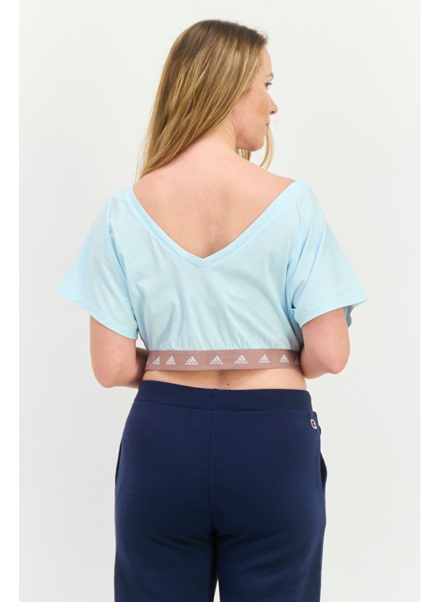 Adidas - Women Sportswear Fit Short Sleeve Outdoor Crop Top, Light Blue - Image 1